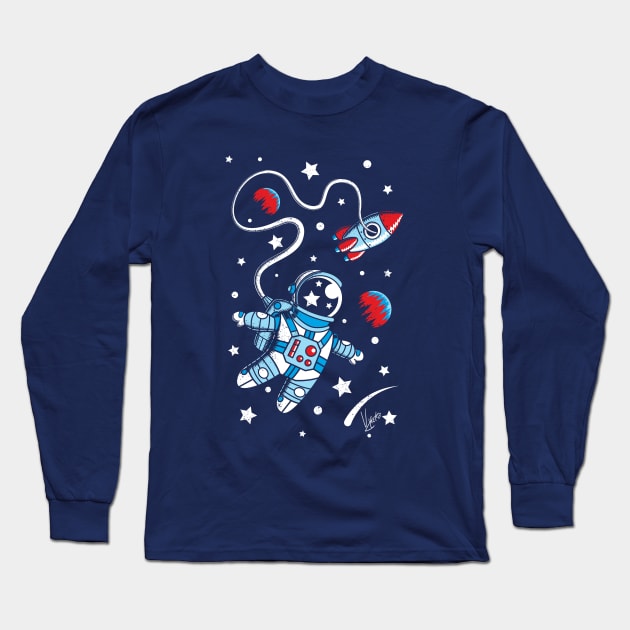 Space Walk Long Sleeve T-Shirt by VicNeko